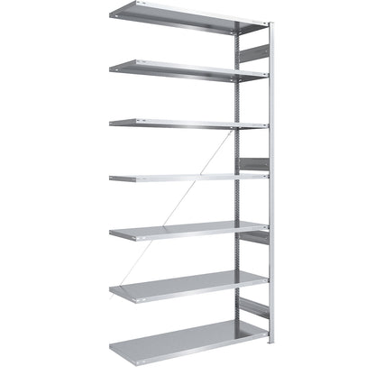 Heavy duty boltless shelving unit, single-sided, HxWxD 3000 x 1300 x 600 mm, zinc plated, extension shelf unit.
