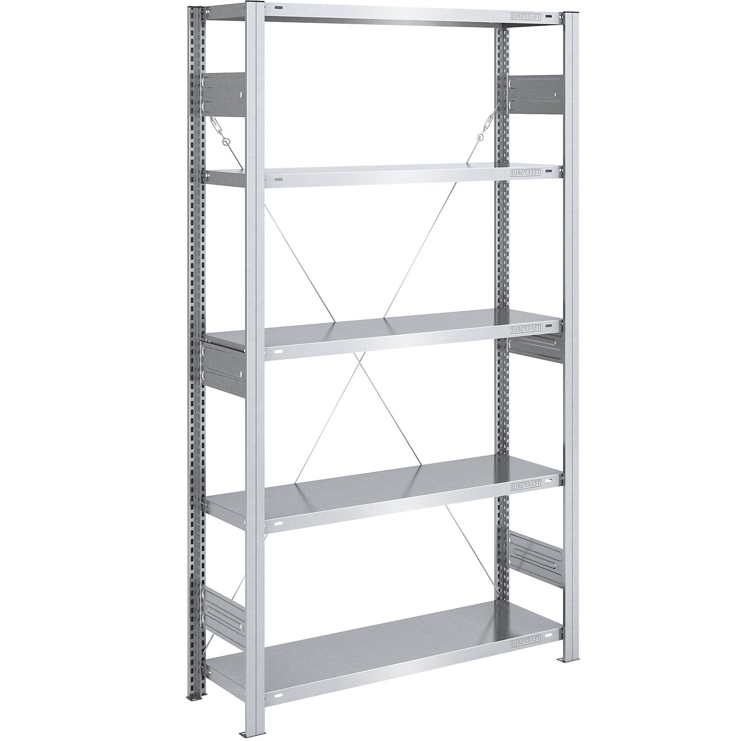 Heavy duty boltless shelving unit, single-sided, HxWxD 2000 x 1000 x 400 mm, zinc plated, standard shelf unit.