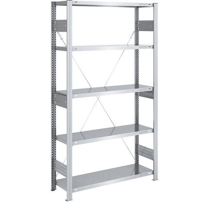 Heavy duty boltless shelving unit, single-sided, HxWxD 2000 x 1000 x 400 mm, zinc plated, standard shelf unit.