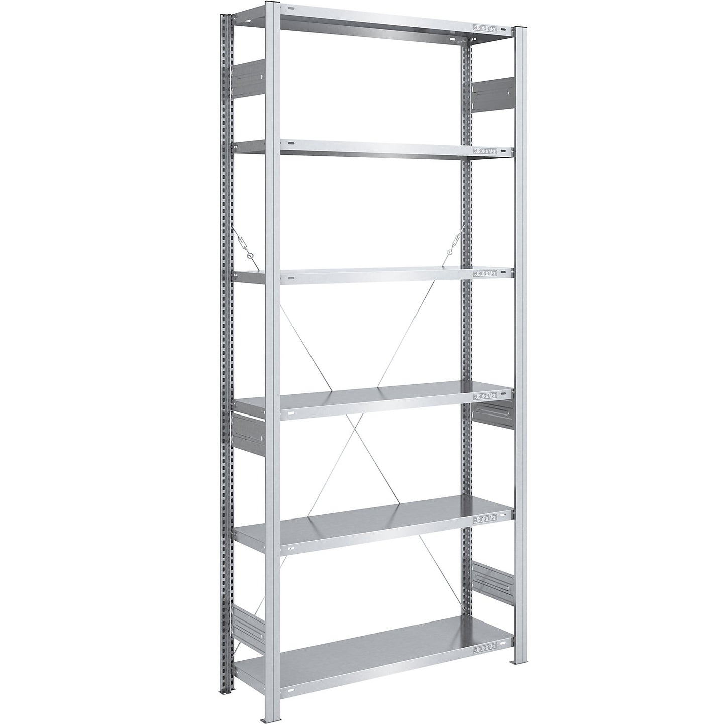 Heavy duty boltless shelving unit, single-sided, HxWxD 2500 x 1000 x 400 mm, zinc plated, standard shelf unit.