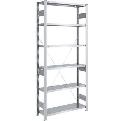Heavy duty boltless shelving unit, single-sided, HxWxD 2500 x 1000 x 400 mm, zinc plated, standard shelf unit.