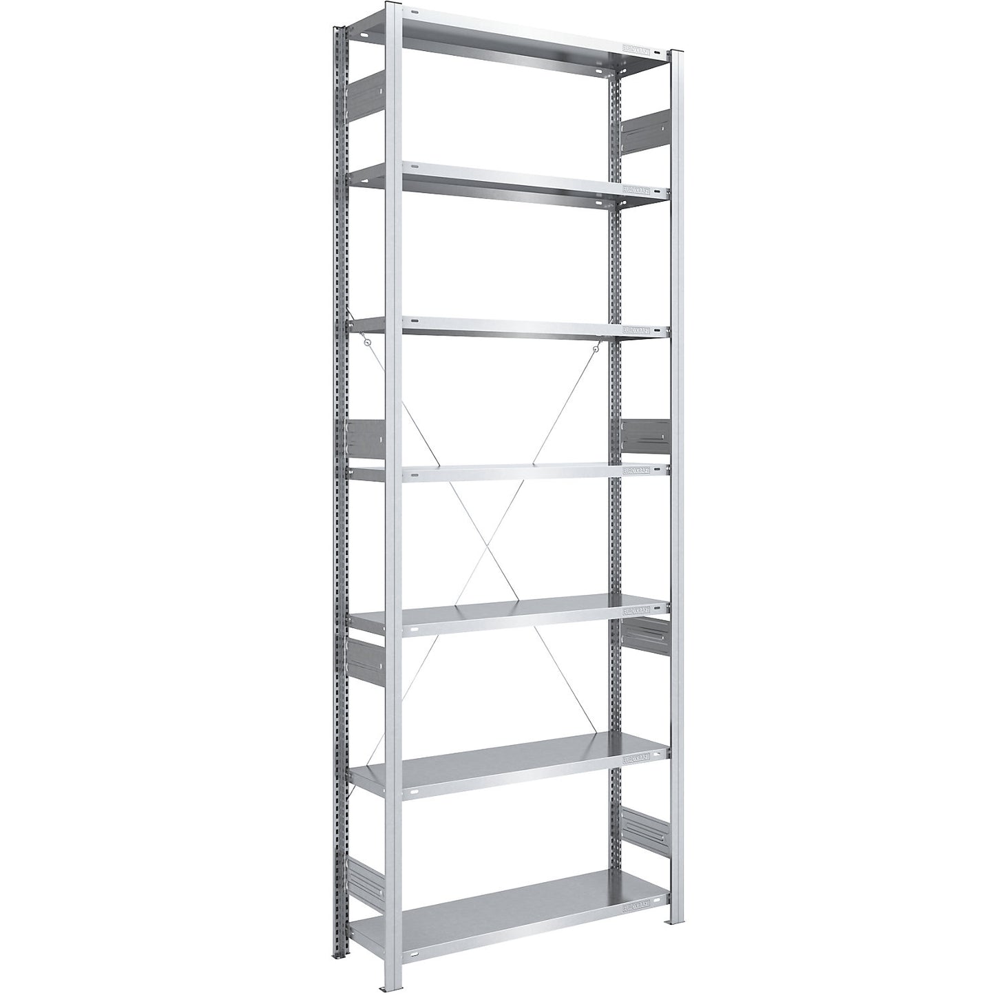 Heavy duty boltless shelving unit, single-sided, HxWxD 3000 x 1000 x 400 mm, zinc plated, standard shelf unit.