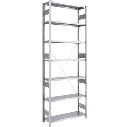 Heavy duty boltless shelving unit, single-sided, HxWxD 3000 x 1000 x 400 mm, zinc plated, standard shelf unit.
