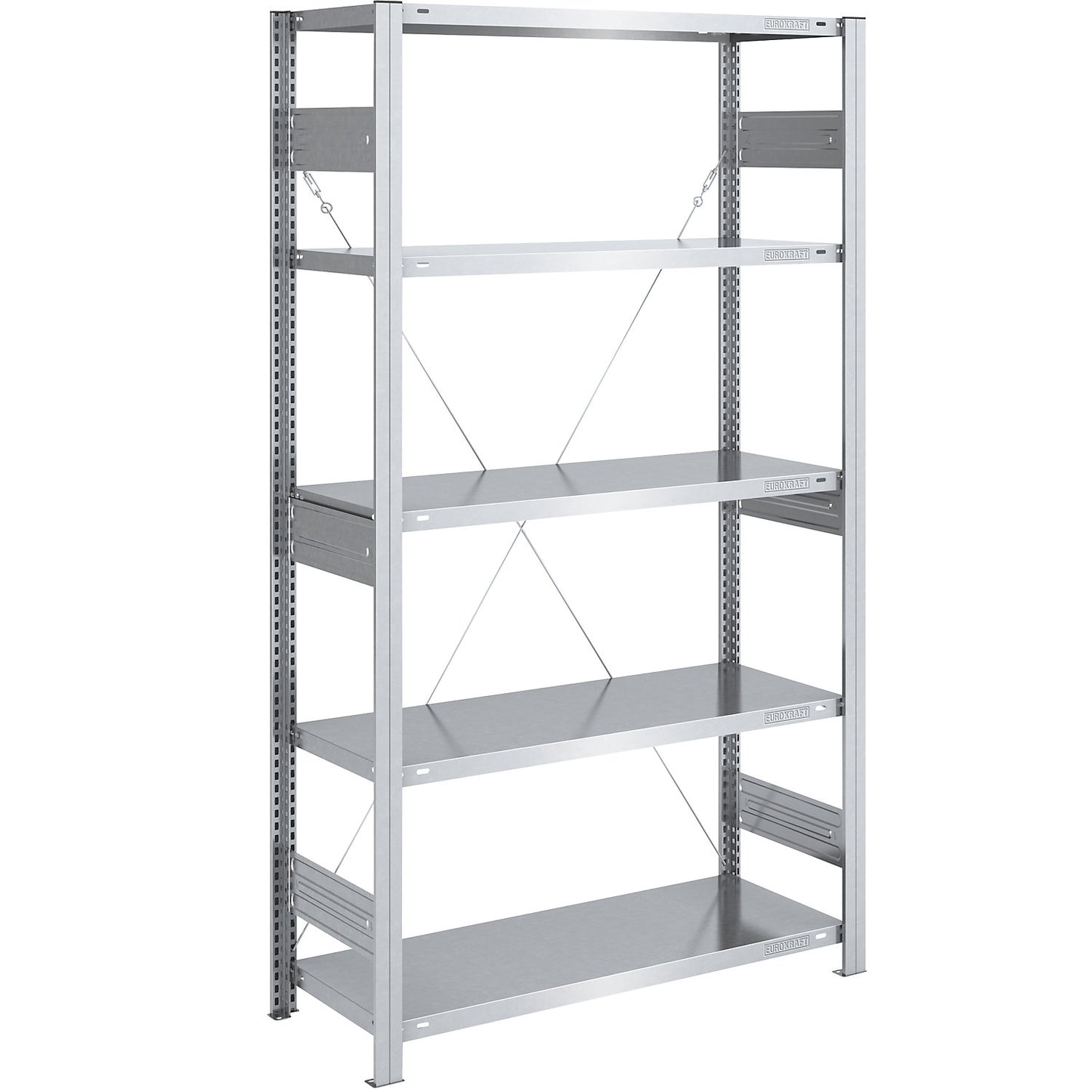 Heavy duty boltless shelving unit, single-sided, HxWxD 2000 x 1000 x 500 mm, zinc plated, standard shelf unit.