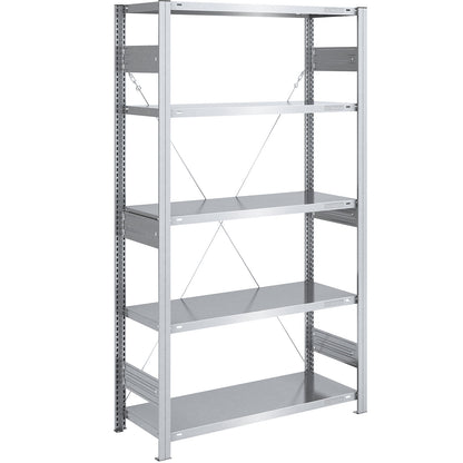 Heavy duty boltless shelving unit, single-sided, HxWxD 2000 x 1000 x 500 mm, zinc plated, standard shelf unit.