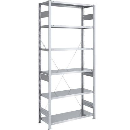 Heavy duty boltless shelving unit, single-sided, HxWxD 2500 x 1000 x 500 mm, zinc plated, standard shelf unit.