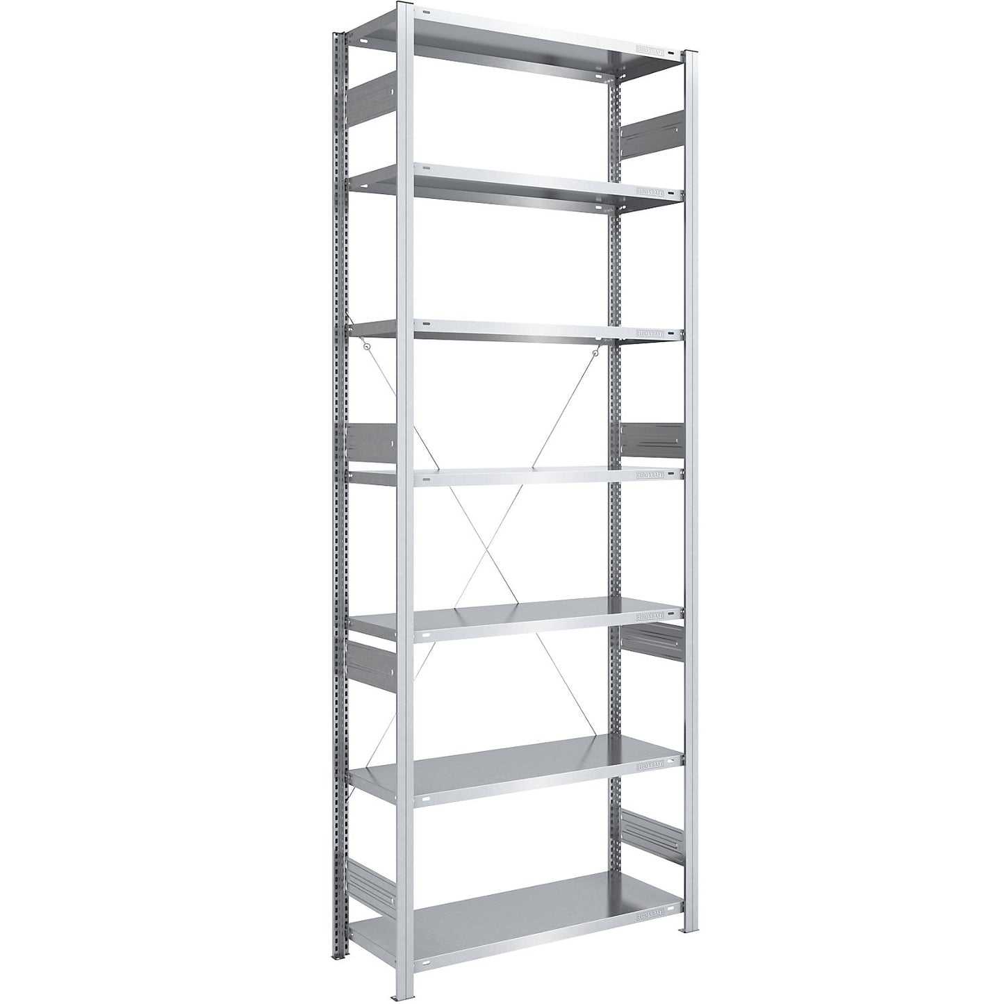 Heavy duty boltless shelving unit, single-sided, HxWxD 3000 x 1000 x 500 mm, zinc plated, standard shelf unit.