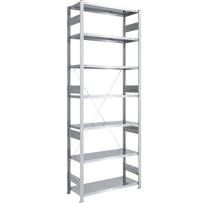 Heavy duty boltless shelving unit, single-sided, HxWxD 3000 x 1000 x 500 mm, zinc plated, standard shelf unit.