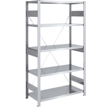 Heavy duty boltless shelving unit, single-sided, HxWxD 2000 x 1000 x 600 mm, zinc plated, standard shelf unit.