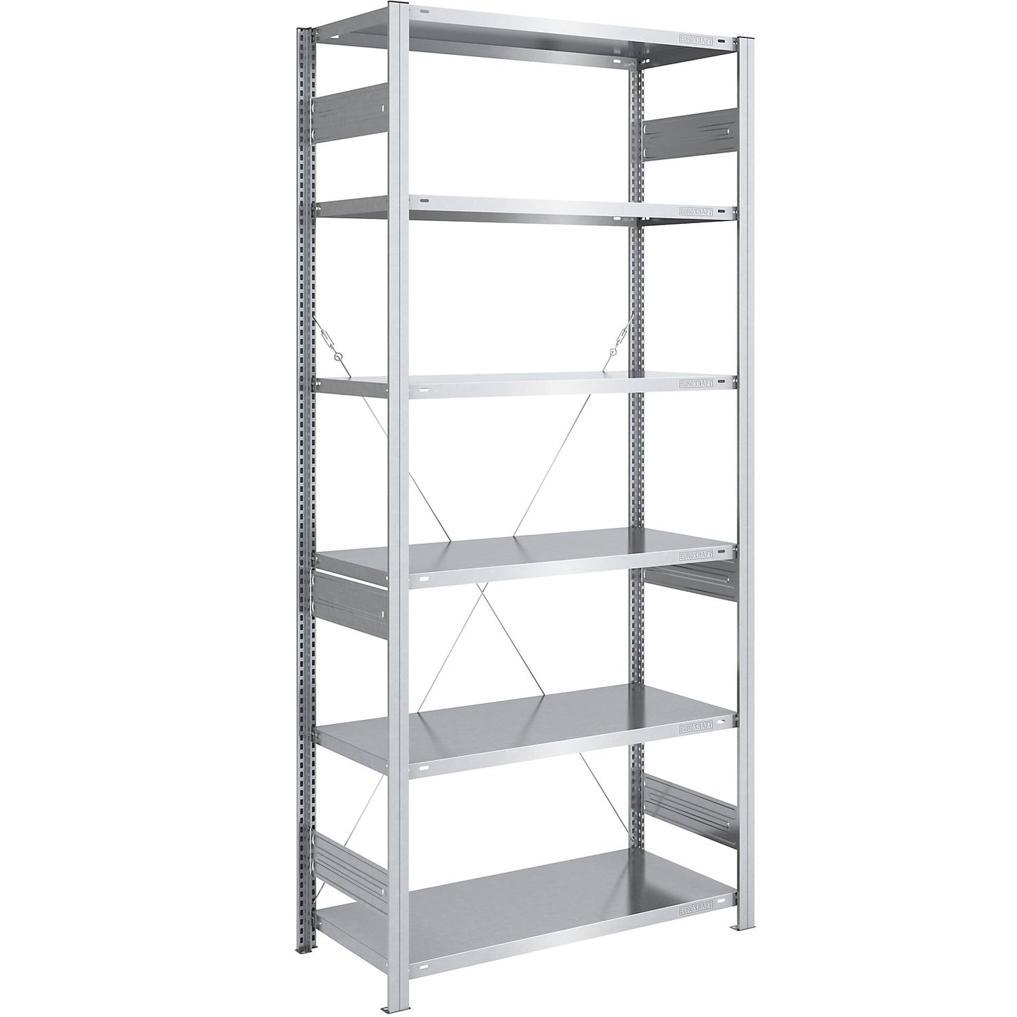 Heavy duty boltless shelving unit, single-sided, HxWxD 2500 x 1000 x 600 mm, zinc plated, standard shelf unit.
