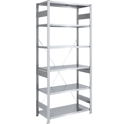 Heavy duty boltless shelving unit, single-sided, HxWxD 2500 x 1000 x 600 mm, zinc plated, standard shelf unit.