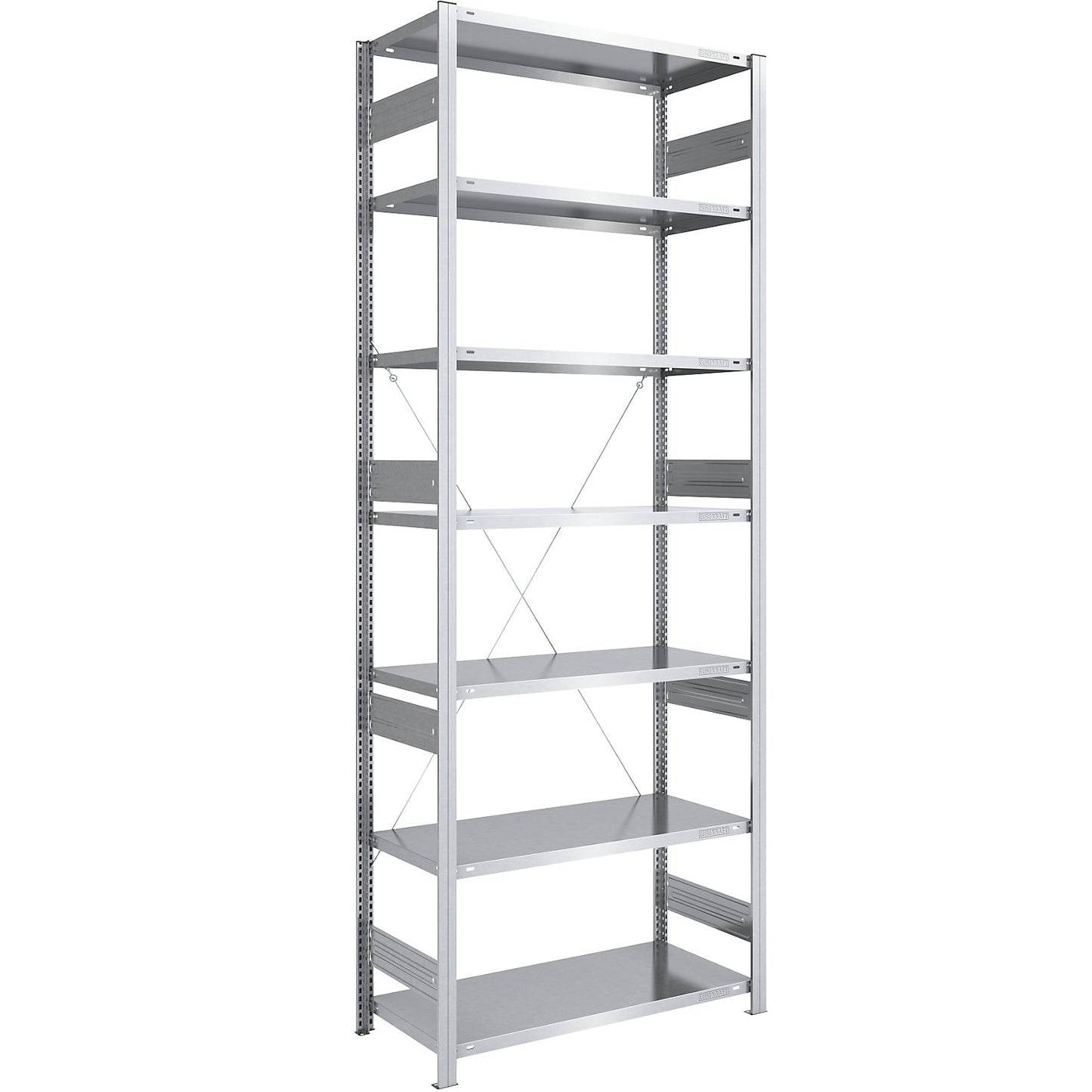 Heavy duty boltless shelving unit, single-sided, HxWxD 3000 x 1000 x 600 mm, zinc plated, standard shelf unit.