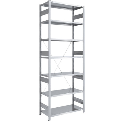 Heavy duty boltless shelving unit, single-sided, HxWxD 3000 x 1000 x 600 mm, zinc plated, standard shelf unit.