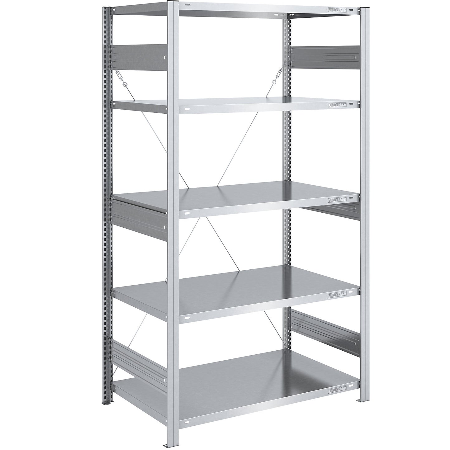 Heavy duty boltless shelving unit, single-sided, HxWxD 2000 x 1000 x 800 mm, zinc plated, standard shelf unit.