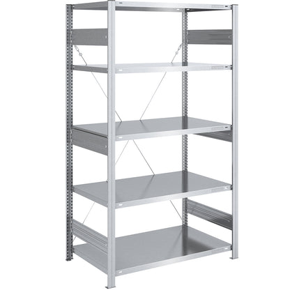 Heavy duty boltless shelving unit, single-sided, HxWxD 2000 x 1000 x 800 mm, zinc plated, standard shelf unit.