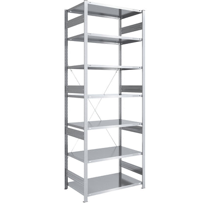 Heavy duty boltless shelving unit, single-sided, HxWxD 3000 x 1000 x 800 mm, zinc plated, standard shelf unit.