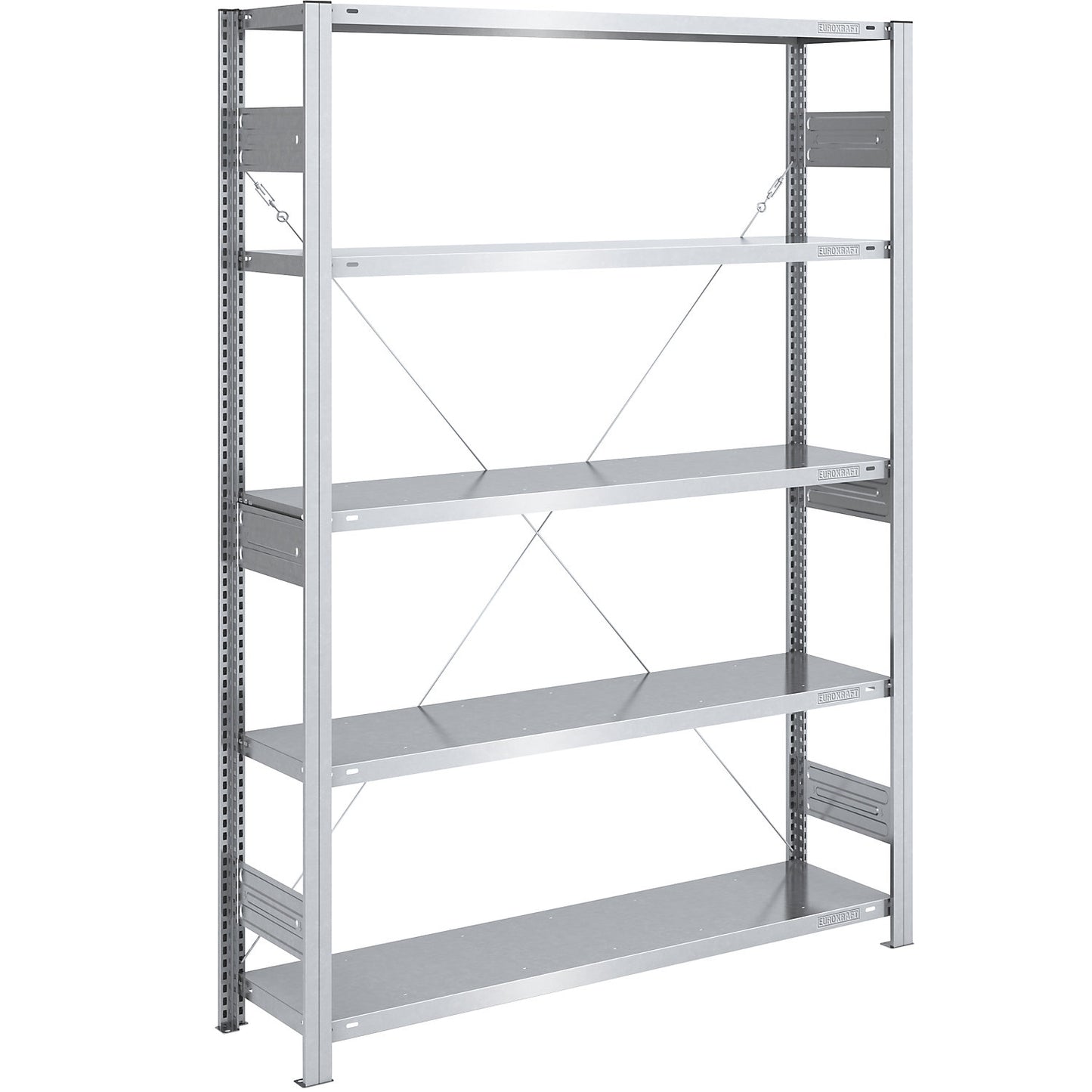 Heavy duty boltless shelving unit, single-sided, HxWxD 2000 x 1300 x 400 mm, zinc plated, standard shelf unit.