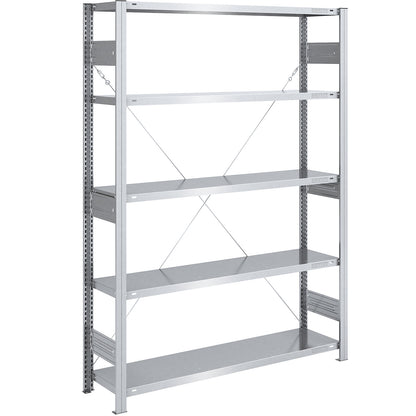 Heavy duty boltless shelving unit, single-sided, HxWxD 2000 x 1300 x 400 mm, zinc plated, standard shelf unit.