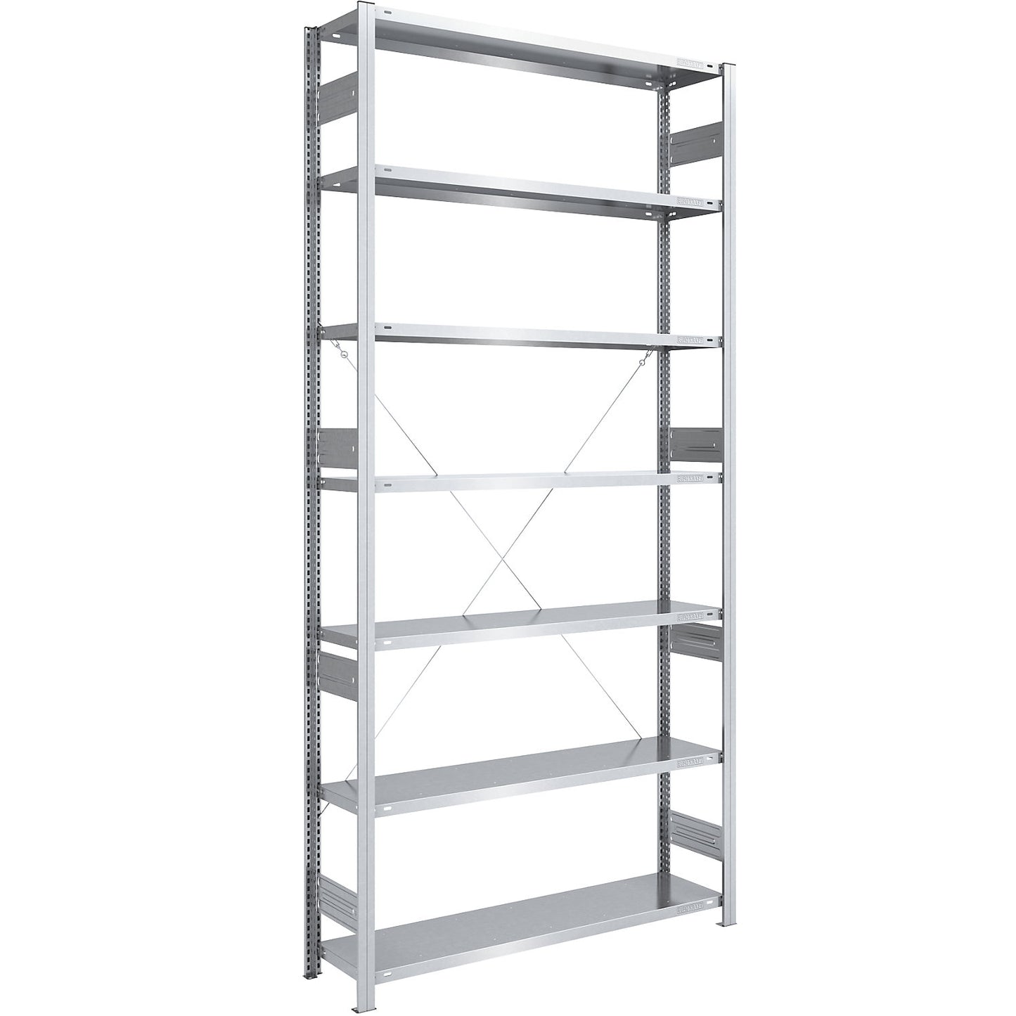 Heavy duty boltless shelving unit, single-sided, HxWxD 3000 x 1300 x 400 mm, zinc plated, standard shelf unit.