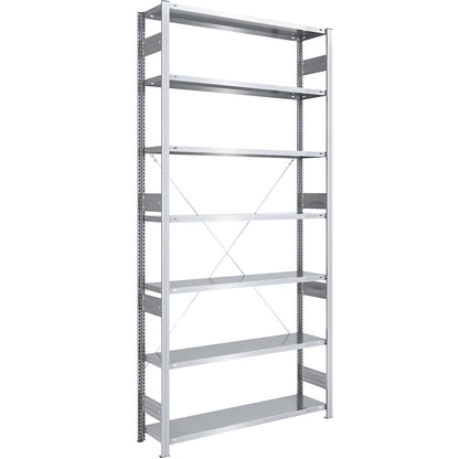 Heavy duty boltless shelving unit, single-sided, HxWxD 3000 x 1300 x 400 mm, zinc plated, standard shelf unit.