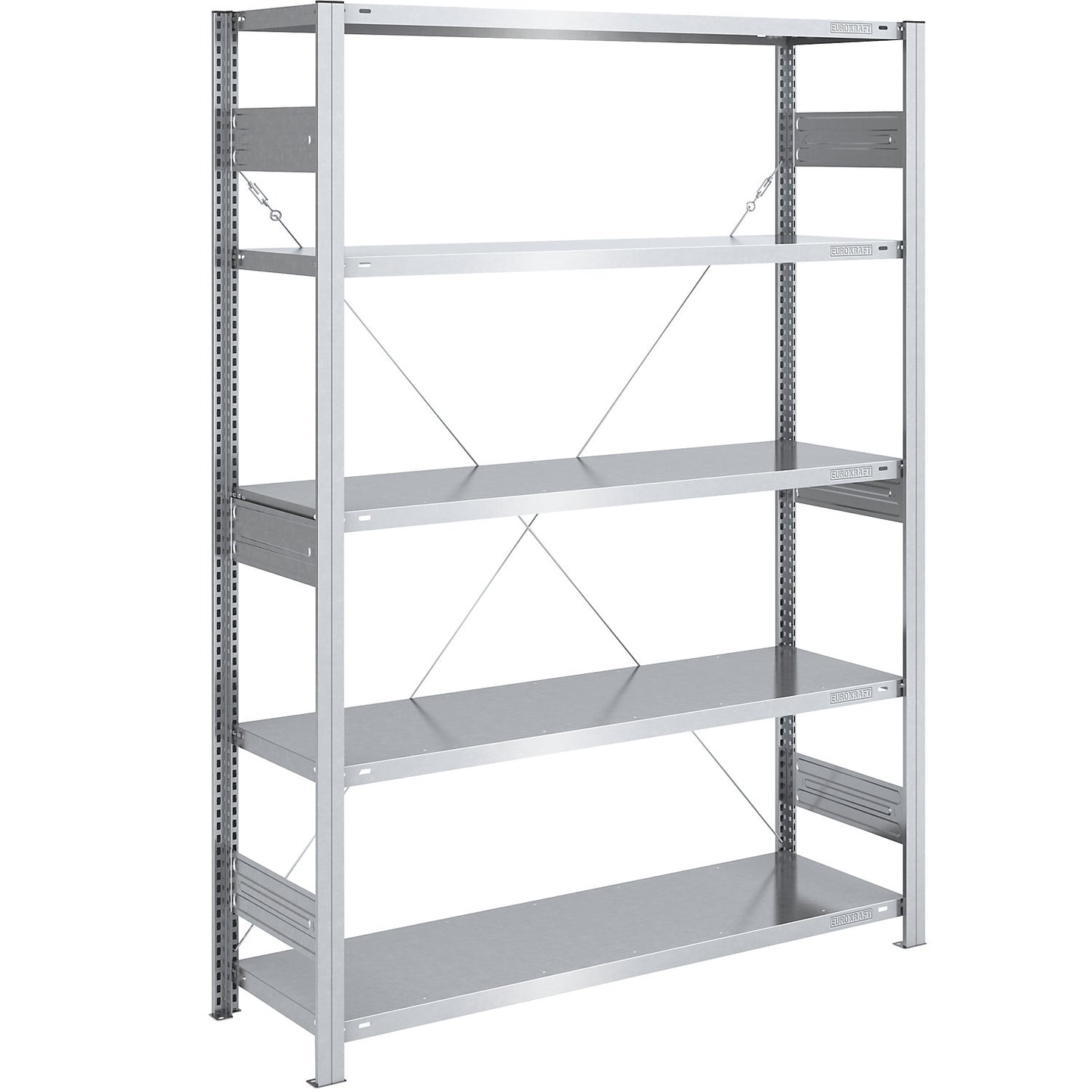 Heavy duty boltless shelving unit, single-sided, HxWxD 2000 x 1300 x 500 mm, zinc plated, standard shelf unit.