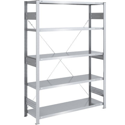 Heavy duty boltless shelving unit, single-sided, HxWxD 2000 x 1300 x 500 mm, zinc plated, standard shelf unit.