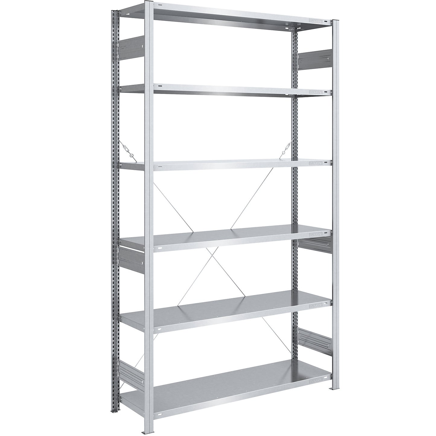 Heavy duty boltless shelving unit, single-sided, HxWxD 2500 x 1300 x 500 mm, zinc plated, standard shelf unit.