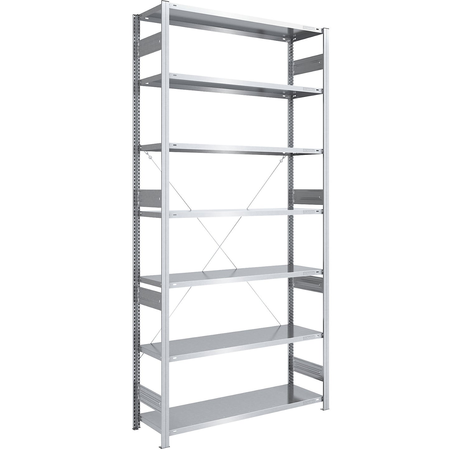 Heavy duty boltless shelving unit, single-sided, HxWxD 3000 x 1300 x 500 mm, zinc plated, standard shelf unit.