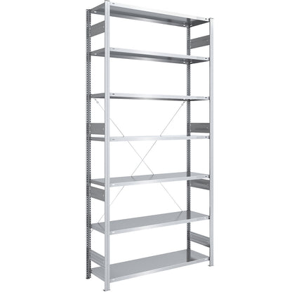 Heavy duty boltless shelving unit, single-sided, HxWxD 3000 x 1300 x 500 mm, zinc plated, standard shelf unit.