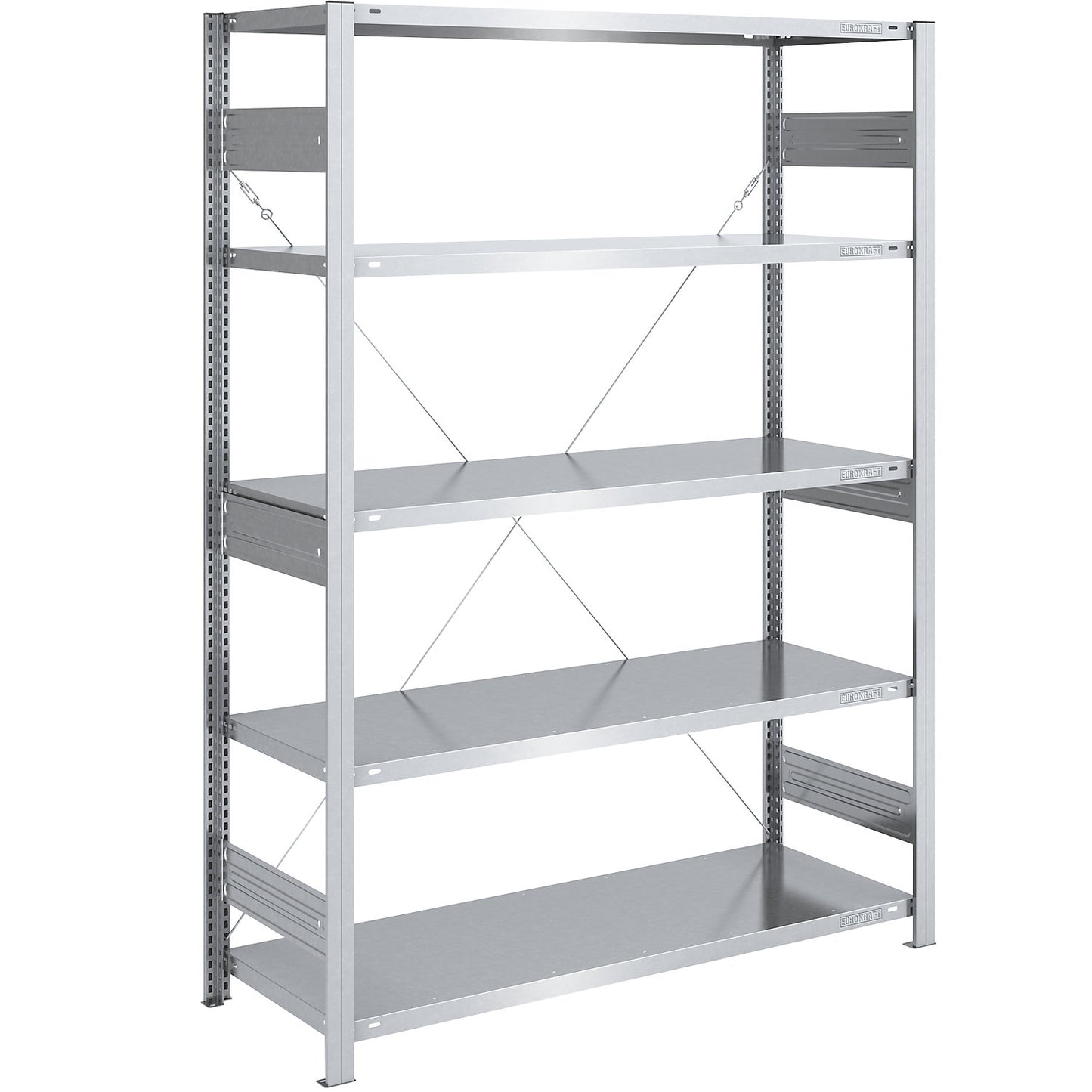 Heavy duty boltless shelving unit, single-sided, HxWxD 2000 x 1300 x 600 mm, zinc plated, standard shelf unit.
