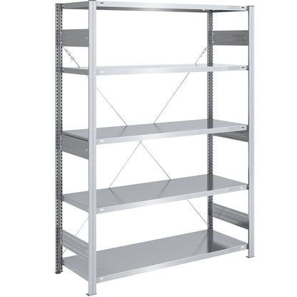 Heavy duty boltless shelving unit, single-sided, HxWxD 2000 x 1300 x 600 mm, zinc plated, standard shelf unit.