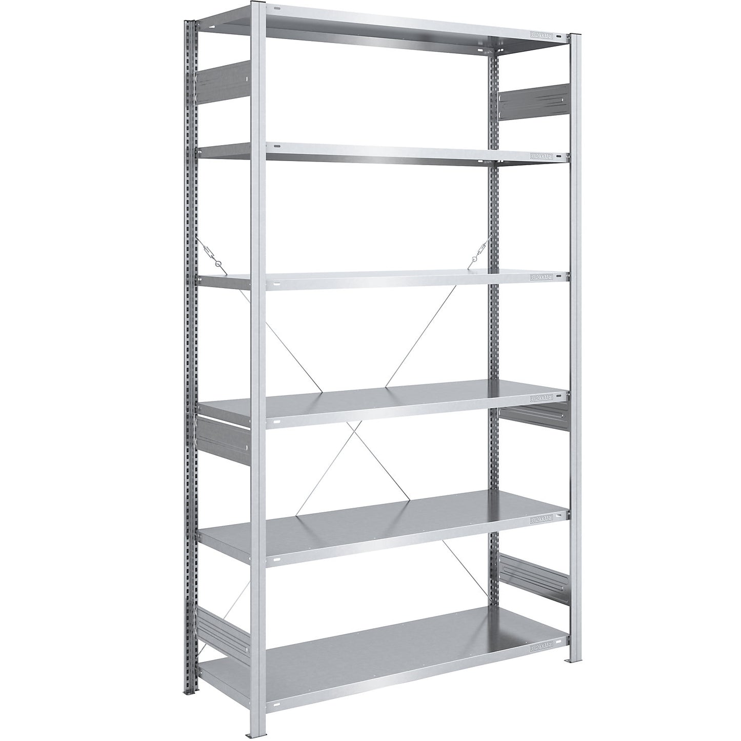 Heavy duty boltless shelving unit, single-sided, HxWxD 2500 x 1300 x 600 mm, zinc plated, standard shelf unit.