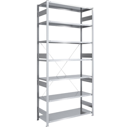 Heavy duty boltless shelving unit, single-sided, HxWxD 3000 x 1300 x 600 mm, zinc plated, standard shelf unit.