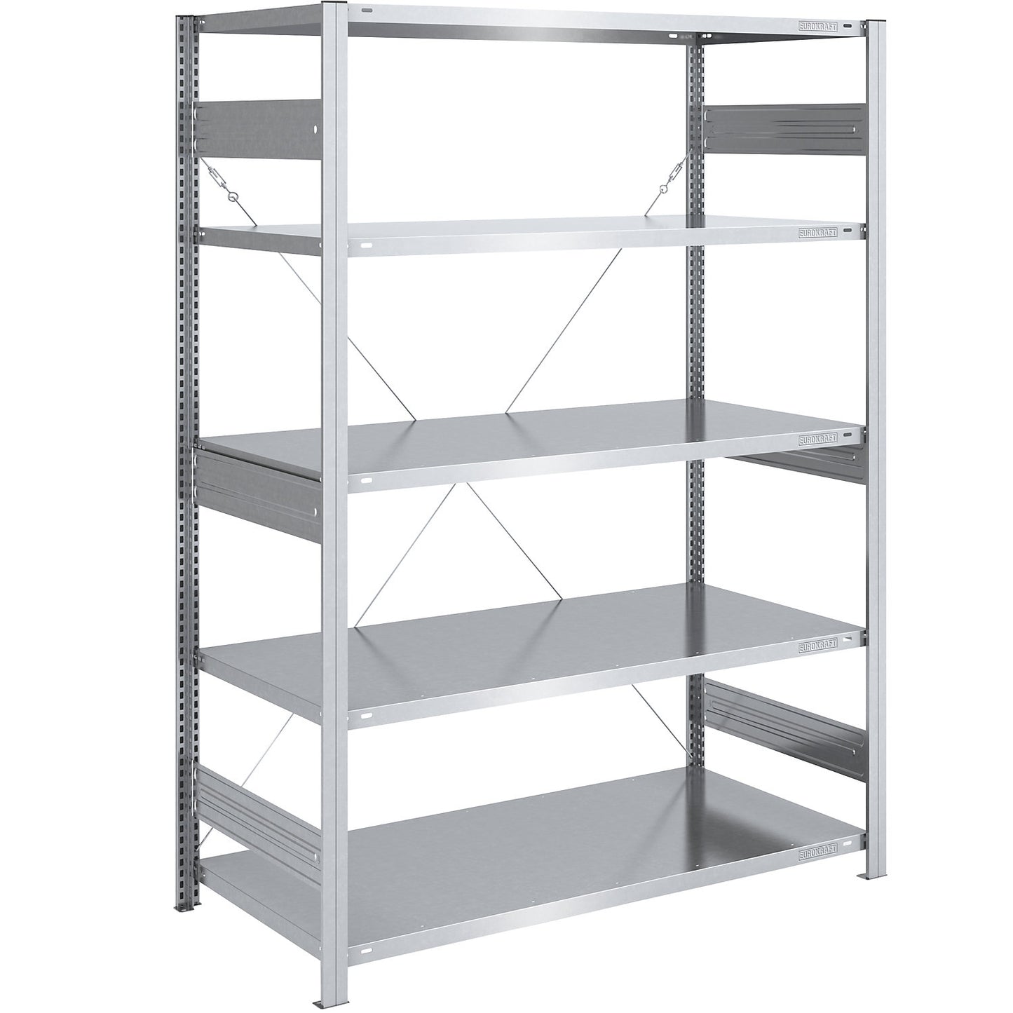 Heavy duty boltless shelving unit, single-sided, HxWxD 2000 x 1300 x 800 mm, zinc plated, standard shelf unit.