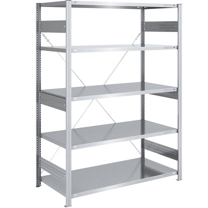 Heavy duty boltless shelving unit, single-sided, HxWxD 2000 x 1300 x 800 mm, zinc plated, standard shelf unit.