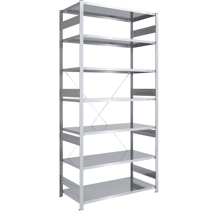 Heavy duty boltless shelving unit, single-sided, HxWxD 3000 x 1300 x 800 mm, zinc plated, standard shelf unit.