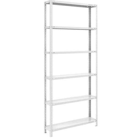 Bolt-together shelving, light duty, double-sided, HxWxD 2500 x 1000 x 300 mm, grey, standard shelf unit.