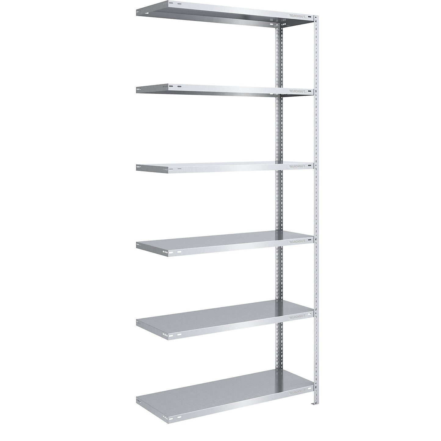 Bolt-together shelving, light duty, double-sided, HxWxD 2500 x 1000 x 500 mm, zinc plated, extension shelf unit.
