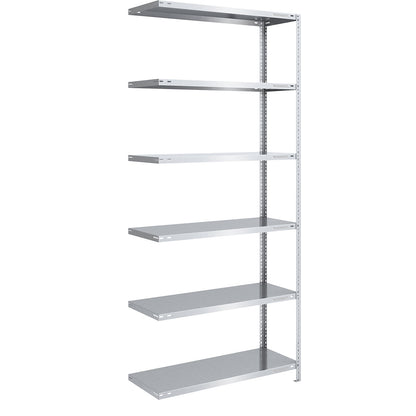 Bolt-together shelving, light duty, double-sided, HxWxD 2500 x 1000 x 500 mm, zinc plated, extension shelf unit.