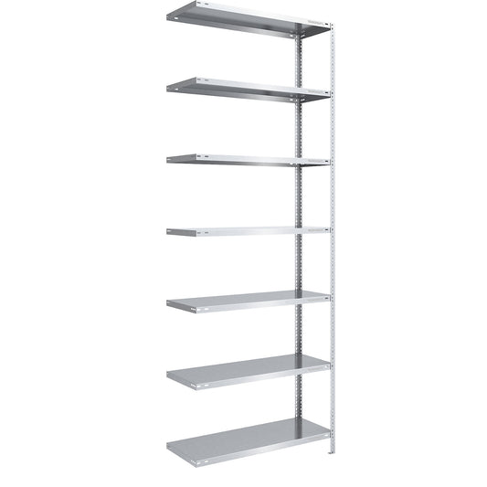 Bolt-together shelving, light duty, double-sided, HxWxD 3000 x 1000 x 500 mm, zinc plated, extension shelf unit.