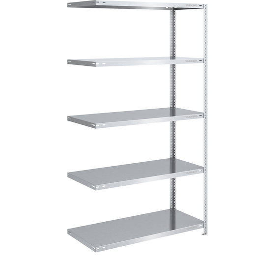 Bolt-together shelving, light duty, double-sided, HxWxD 2000 x 1000 x 600 mm, zinc plated, extension shelf unit.