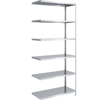 Bolt-together shelving, light duty, double-sided, HxWxD 2500 x 1000 x 600 mm, zinc plated, extension shelf unit.