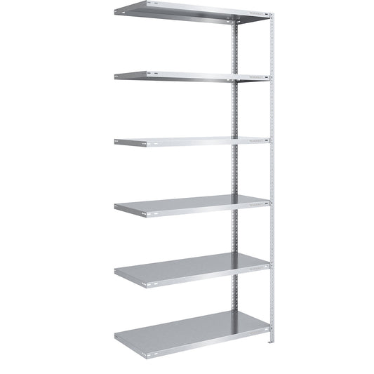 Bolt-together shelving, light duty, double-sided, HxWxD 2500 x 1000 x 600 mm, zinc plated, extension shelf unit.