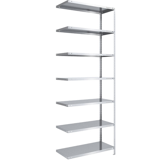 Bolt-together shelving, light duty, double-sided, HxWxD 3000 x 1000 x 600 mm, zinc plated, extension shelf unit.