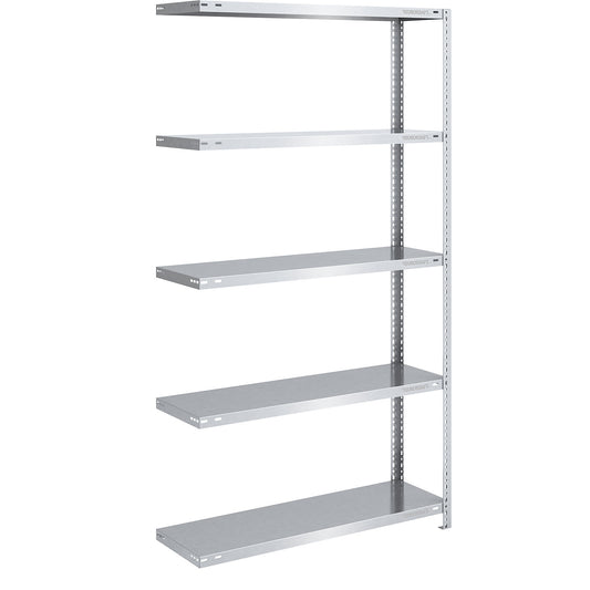 Bolt-together shelving, light duty, double-sided, HxWxD 2000 x 1000 x 400 mm, zinc plated, extension shelf unit.