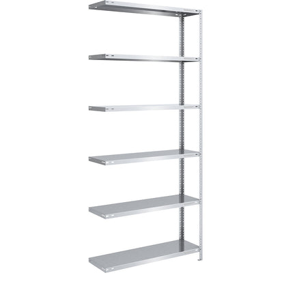 Bolt-together shelving, light duty, double-sided, HxWxD 2500 x 1000 x 400 mm, zinc plated, add-on shelving unit.