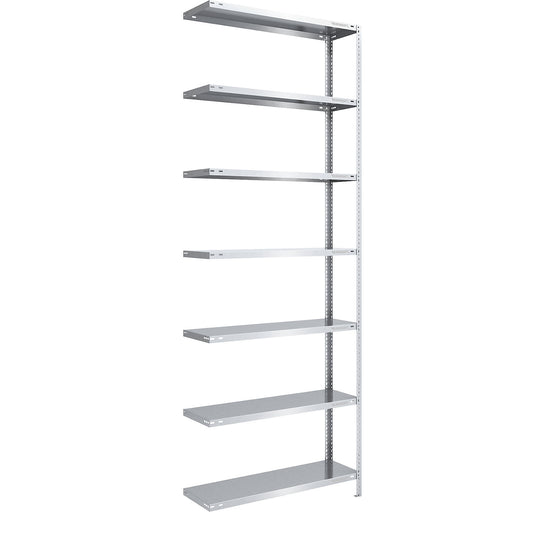 Bolt-together shelving, light duty, double-sided, HxWxD 3000 x 1000 x 400 mm, zinc plated, extension shelf unit.