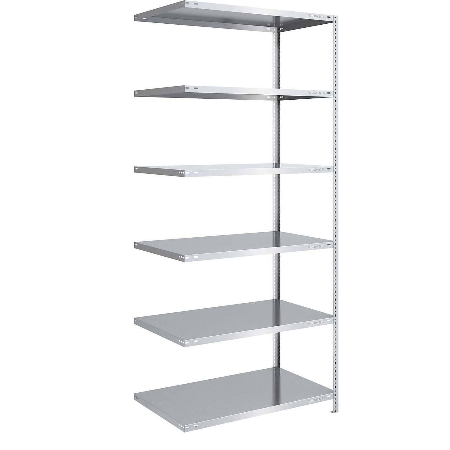 Bolt-together shelving, light duty, double-sided, HxWxD 2500 x 1000 x 800 mm, zinc plated, extension shelf unit.