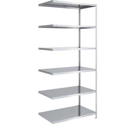 Bolt-together shelving, light duty, double-sided, HxWxD 2500 x 1000 x 800 mm, zinc plated, extension shelf unit.