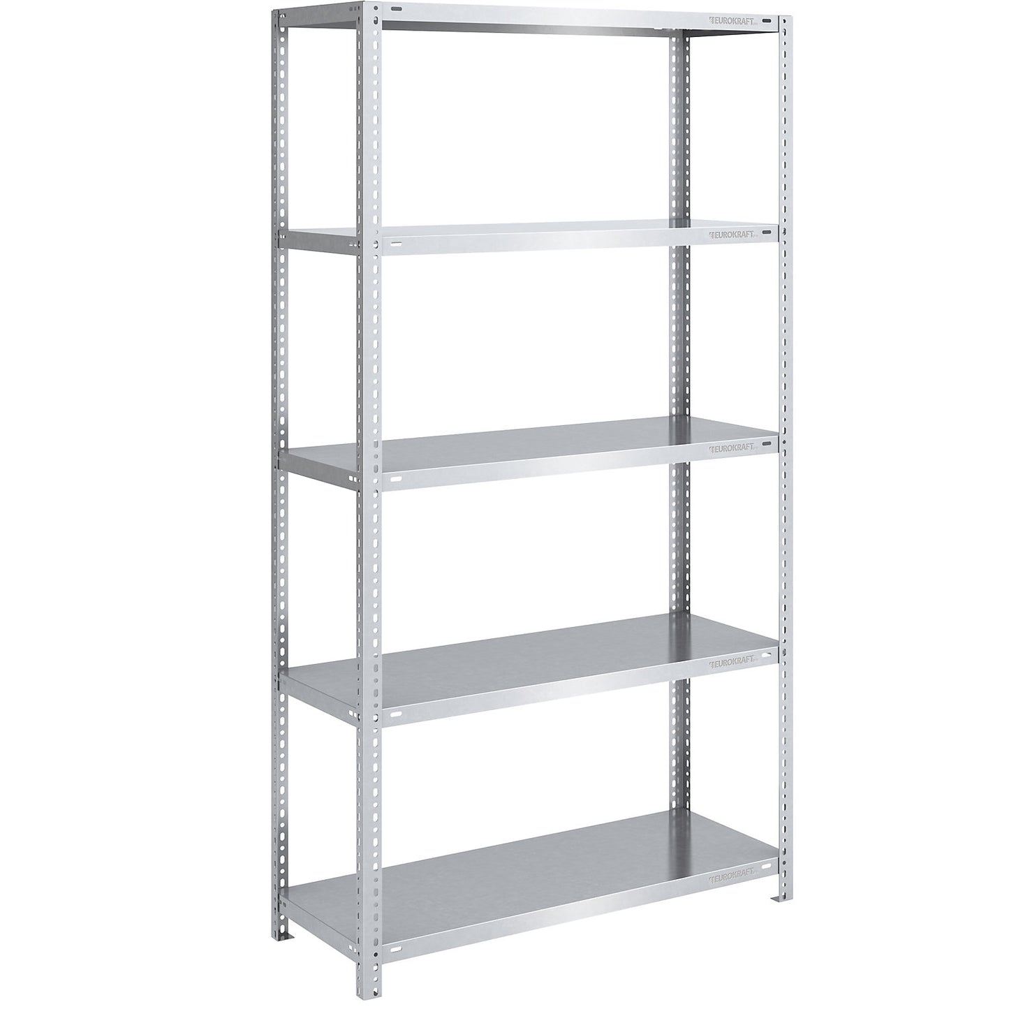 Bolt-together shelving, light duty, double-sided, HxWxD 2000 x 1000 x 500 mm, zinc plated, standard shelf unit.